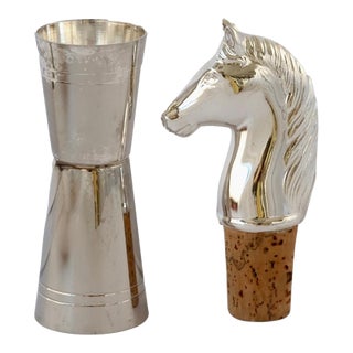 English Jigger w/Horse Head Stopper, 2 Pieces For Sale
