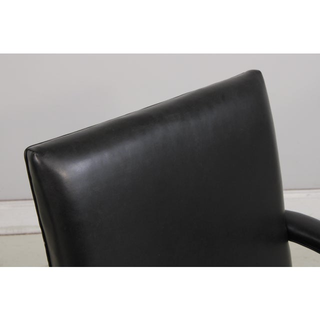 Brown Pair of Hickory Chair Co Leather Mahogany Armchairs For Sale - Image 8 of 17