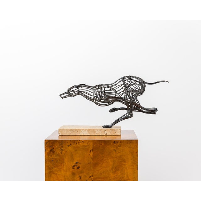 Mid-Century Modernist Signed Deborah Gabris Greyhound Welded Brutalist Steel Sculpture For Sale - Image 9 of 12
