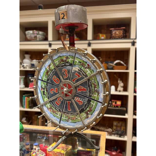 1920s Rare 1920s Horse Racing Gaming Wheel by Evans & Co Chicago For Sale - Image 5 of 14