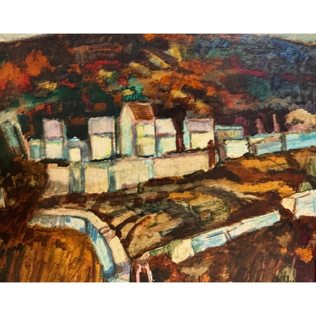 Donald Roy Purdy, Modernist Oil Painting Donald Roy Purdy Village on a Hillside Fauvist Colors For Sale - Image 9 of 11