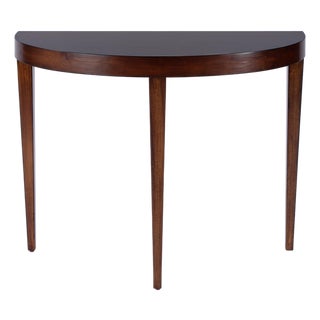 Ingrid 36 in. W Demilune Wood Traditional Console Table, Antique Cherry For Sale