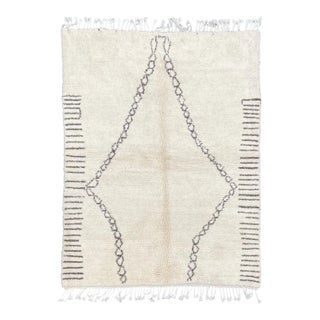 White Contemporary Hand-Knotted Area Wool Rug Living Room Ethnic Decor For Sale