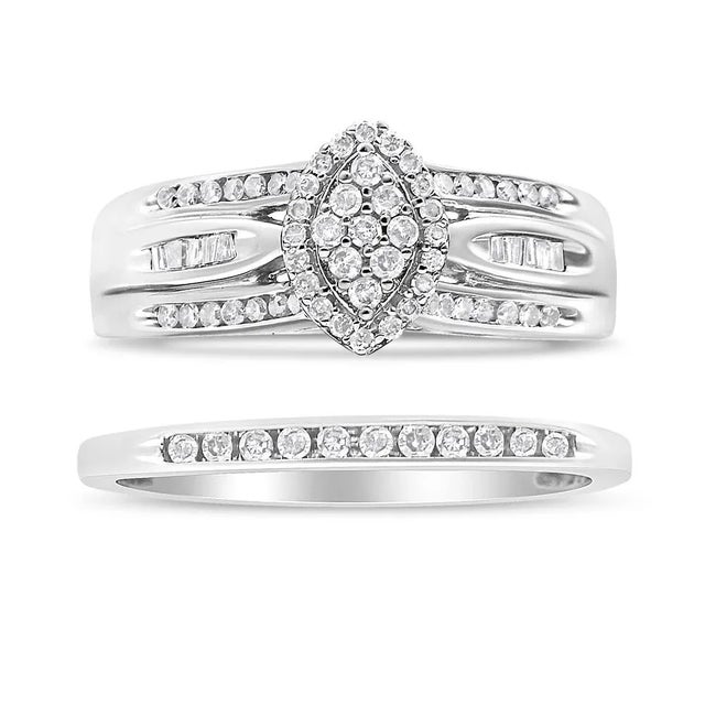 Celebrate your magical union with this classic and everlasting diamond engagement set. This bridal set features two rings...