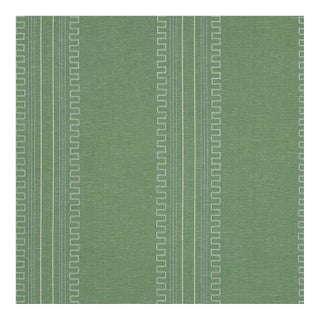 Schumacher X Mary McDonald Greco Stripe Fabric in Green For Sale