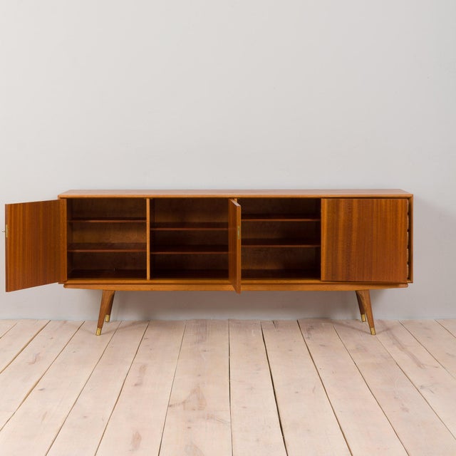 Brown Long Scandinavian Teak Sideboard, 1960s For Sale - Image 8 of 18