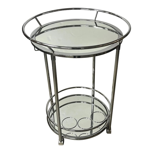 1950s Mid Century Chrome and Mirrored Bar Cart For Sale