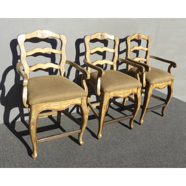 Vintage French Country Style Ladder Back Bar Stools Set of 3 Chairish