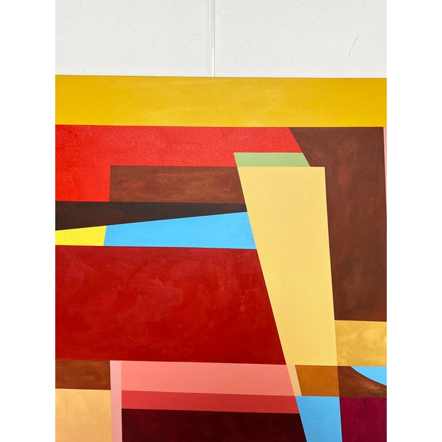Postmodern Postmodern Geometric Abstract Canvas by African American DC Artist Curtis Woody For Sale - Image 3 of 9