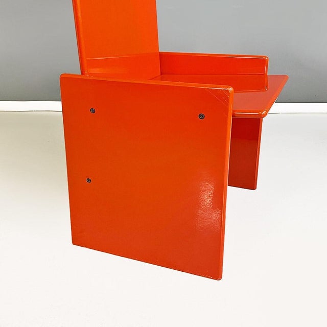 Orange Kazuki Chairs in Red Lacquered Wood attributed to Kazuhide Takahama for Simon Gavina, 1969, Set of 6 For Sale - Image 8 of 18