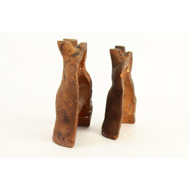 Rare 19th C Pair of Glazed Redware Rabbit Molds, Pennsylvania For Sale In Houston - Image 6 of 18