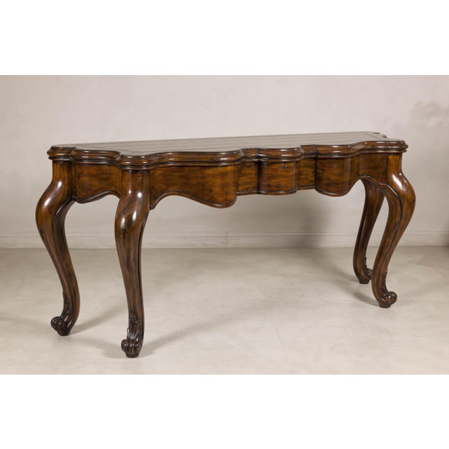 Late 20th Century Marge Carson Walnut Serpentine Console Table with Cabriole Legs For Sale - Image 4 of 18
