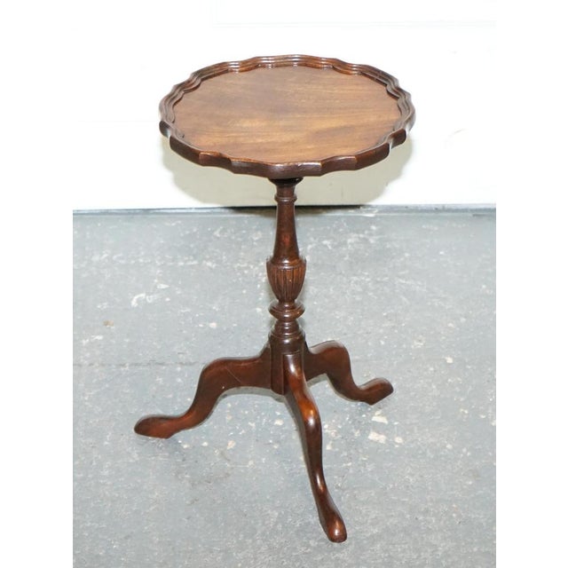 This Lovely Flamed Hardwood Piecrust Top Side End Wine Tripod Table. Discover Unique Treasures from a Luxurious Cobham...