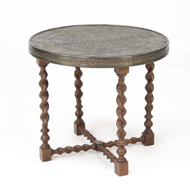 Brown Small Side Table with Sugarcane Frame and Brass Top, 1920s For Sale - Image 8 of 8