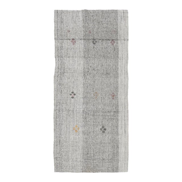 Small Vintage Gray Kilim Rug - 3`0″ X 6`0″ For Sale