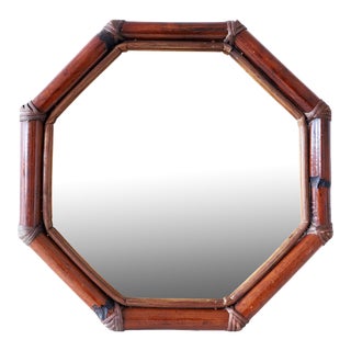 1970s French Bamboo/ Rattan Mirror For Sale