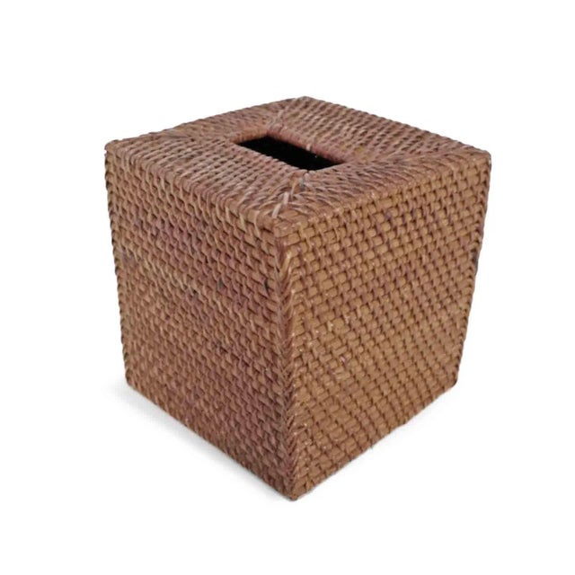 Hand woven square rattan tissue cover with beautiful tea stained finish. Each may vary in tones, natural imperfections,...