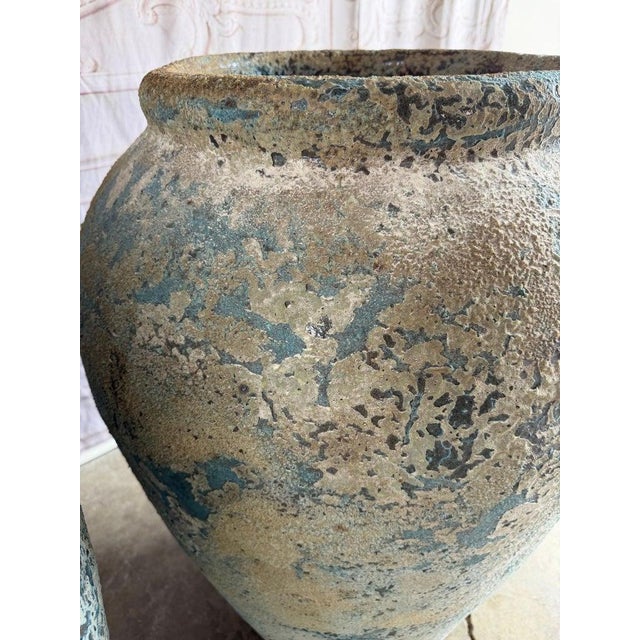 Terra Cotta Blue Urns, Garden Elements, Elegant Design For Sale - Image 11 of 17