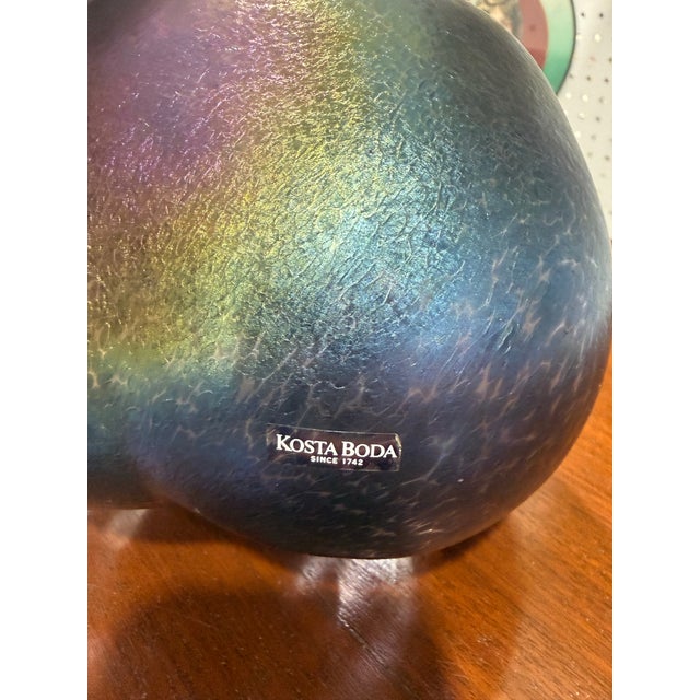 Kosta Boda Signed Kosta Boda Sweden Iridescent Art Glass Volcano Bertil Vallien Vase 8.25" For Sale - Image 4 of 6
