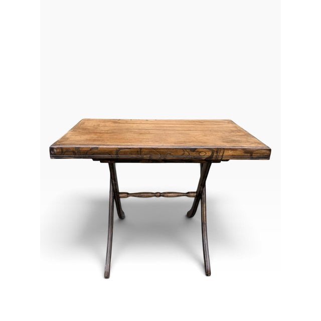 Wood Mid-Century Vintage Wood Folding Occasional Table in Coffee Walnut Refinished For Sale - Image 7 of 8