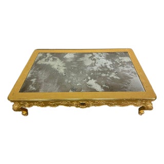 Giltwood Rococo Coffee Table With Antiqued Mirrored Top For Sale