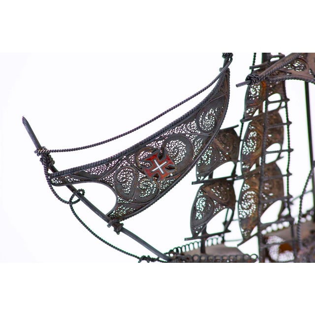 Silver Caravel with Gilt Filigree For Sale - Image 4 of 6