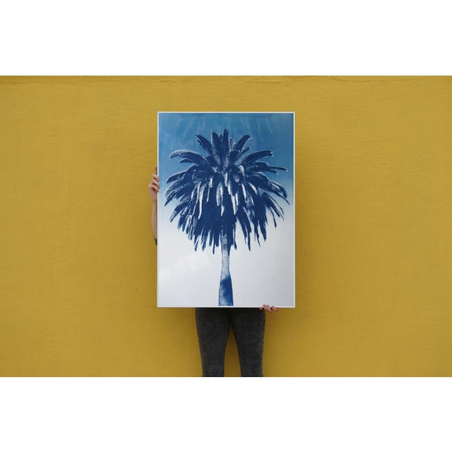 Art Deco "Marrakesh Majorelle Palm", Cyanotype on Watercolor Paper, 100x70cm, Tropical Art 2020, Limited Edition For Sale - Image 3 of 9