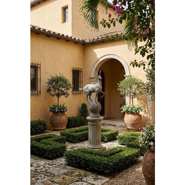 2000 - 2009 Vintage French Cast Iron Gazelle Garden Statue For Sale - Image 5 of 9