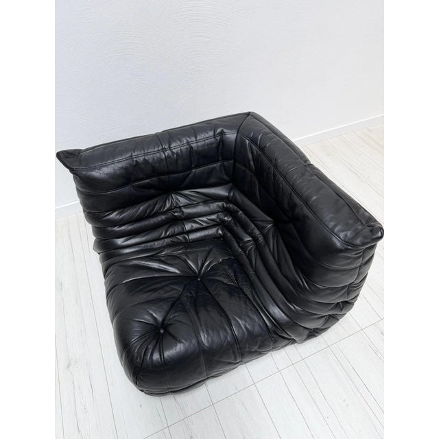 Vintage Togo Sofa in Black Leather by Michel Ducaroy for Ligne Roset, 1990s, Set of 4 For Sale - Image 16 of 18