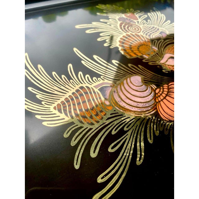 Vintage Couroc of Monterey Seashell & Brass Inlay Serving Tray, 18" For Sale In San Francisco - Image 6 of 11