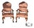 Antique Pair of Carved Walnut Italian Style Arm Chairs W/Claw Foot For Sale