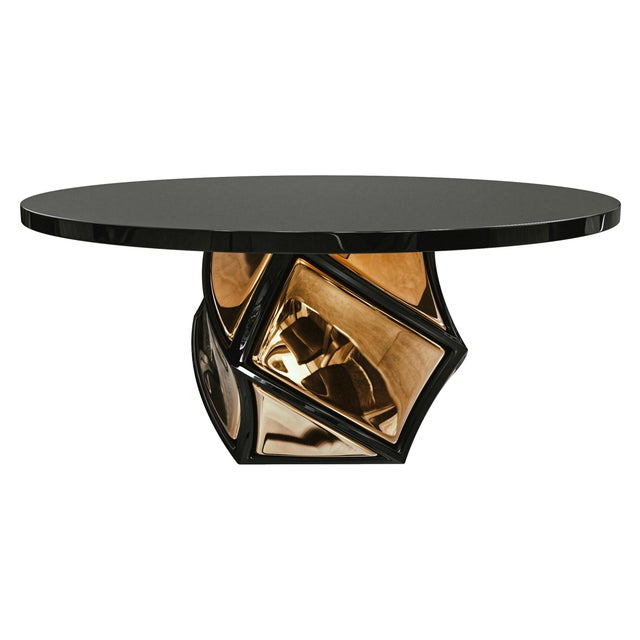 Art Deco "Manchot" Round Table With Stainless Steel, Bronze, Handmade For Sale - Image 3 of 9
