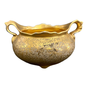 Antique Sugar Bowl by Fraunfelter Porcelain – 1920s Stouffer Studio Hand-Painted 24k Gold