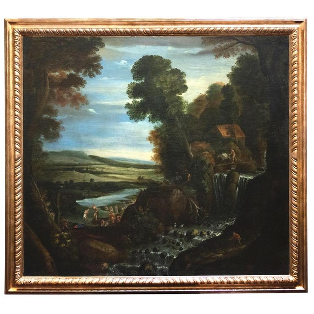 Landscape with Figures is an original Old Master Painting realized in the Second half of the 16th Century and attributed...