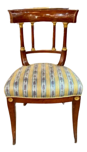 19th Century Empire Style Mahogany and Gilt Side Chair