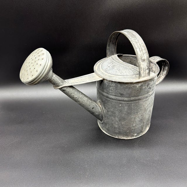 A Superb Vintage Small Sized Galvanised Watering Can, Circa 1920’s For Sale - Image 12 of 12