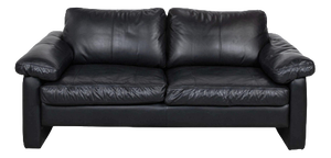 Black Leather Conseta Two-Seater Sofa from Cor