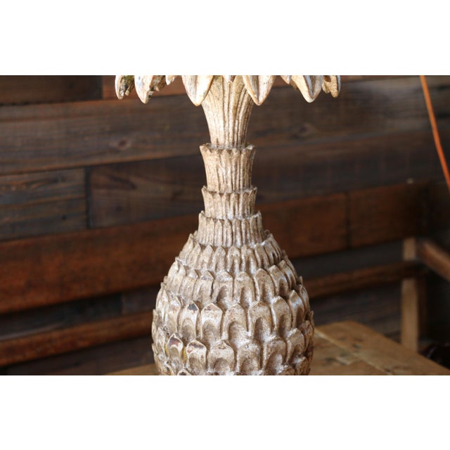 Vintage Italian Carved Wood Pineapple Table Lamps — Pair For Sale - Image 9 of 18