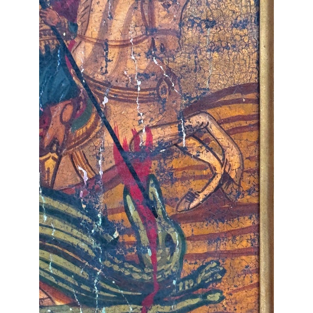 19th Century Saint George & Dragon Painted Wood Icon in 19th-Century Italian Giltwood Frame For Sale - Image 5 of 6