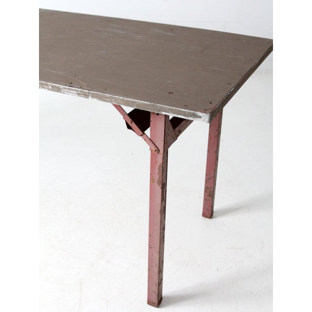 Mid-Century Industrial Work Table For Sale - Image 10 of 15