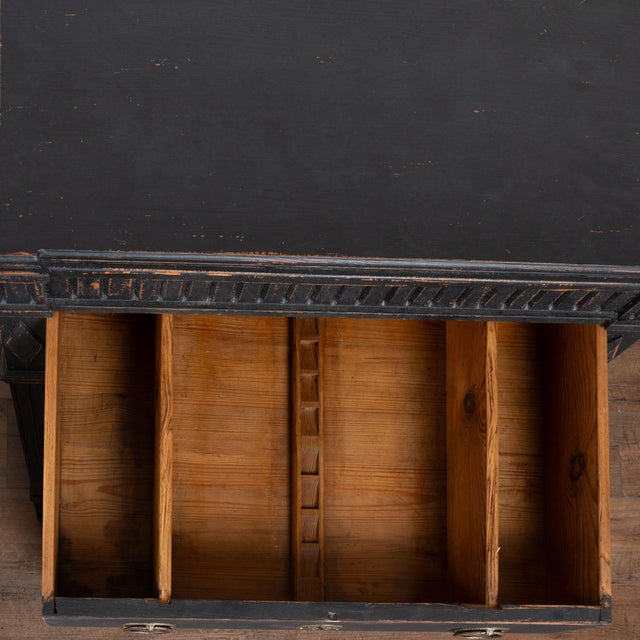 Pair, 19th Century Black Painted Swedish Gustavian Chest of Three Drawers For Sale - Image 14 of 18