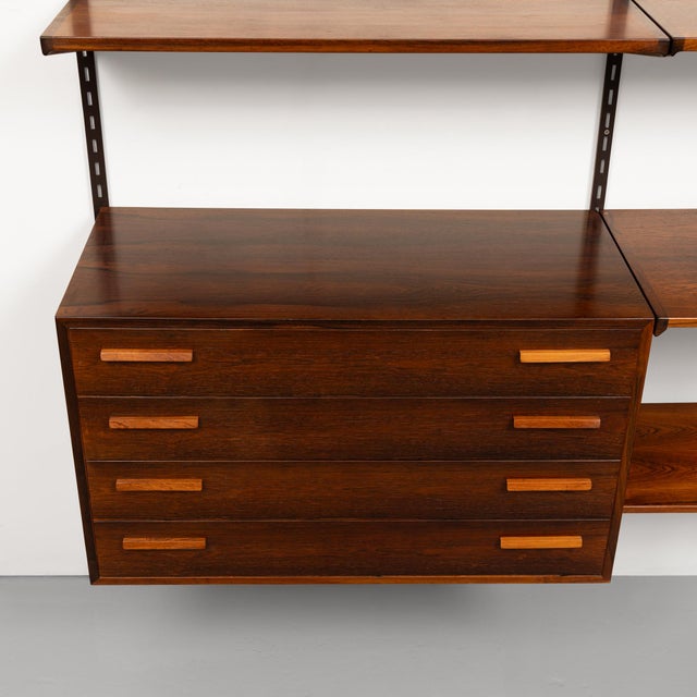 Mid-Century Modern Vintage Kai Kristiansen's Fm Reolsystem Shelving System in Rosewood 1960s W/Cabinets For Sale - Image 3 of 9