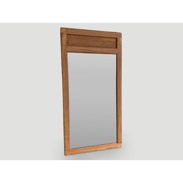 2010s Andrianna Shamaris Minimalist Hand Carved Teak Wood Mirror For Sale - Image 5 of 5