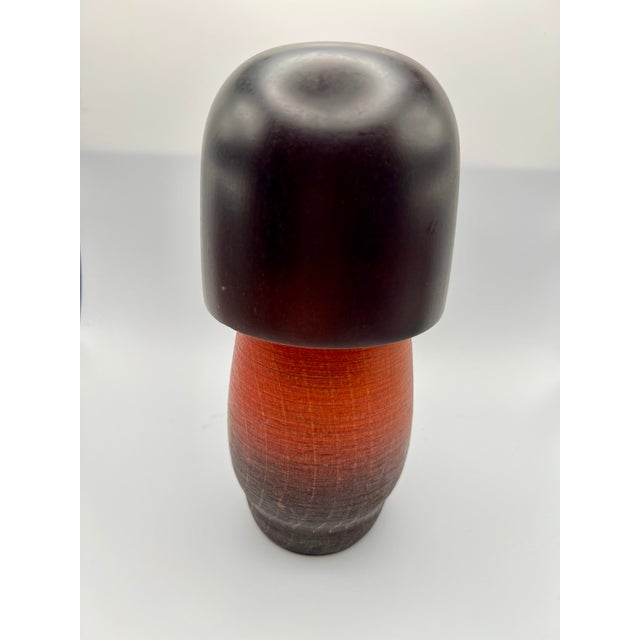 Vintage Sosaku Kokeshi Doll in Red Kimono With Floral Kimono For Sale - Image 4 of 12