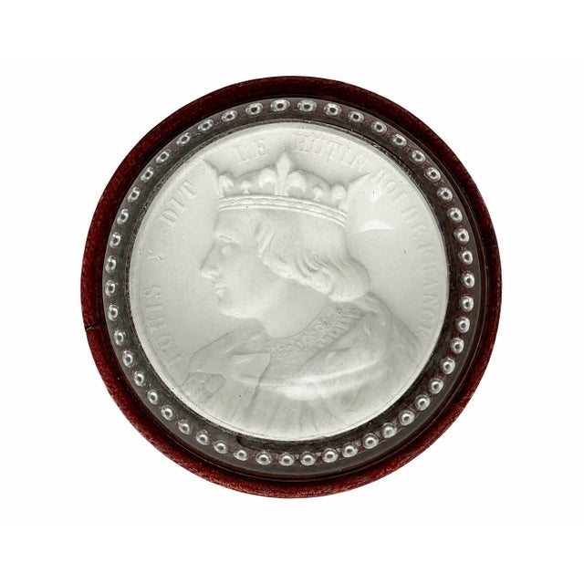 Antique King Louis X French Sulphide Glass Portrait Paperweight C1830 For Sale - Image 4 of 10