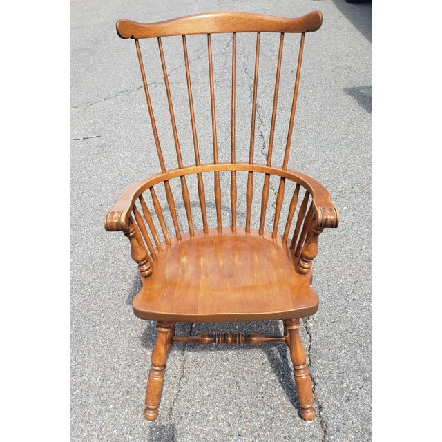1950s Ethan Allen Baumritter Maple Comb Back Windsor Armchair For Sale - Image 10 of 11