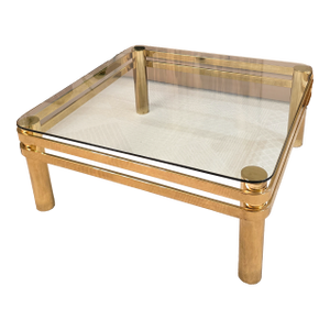 Vintage Art Deco/Hollywood Regency Brass and Glass Coffee Table