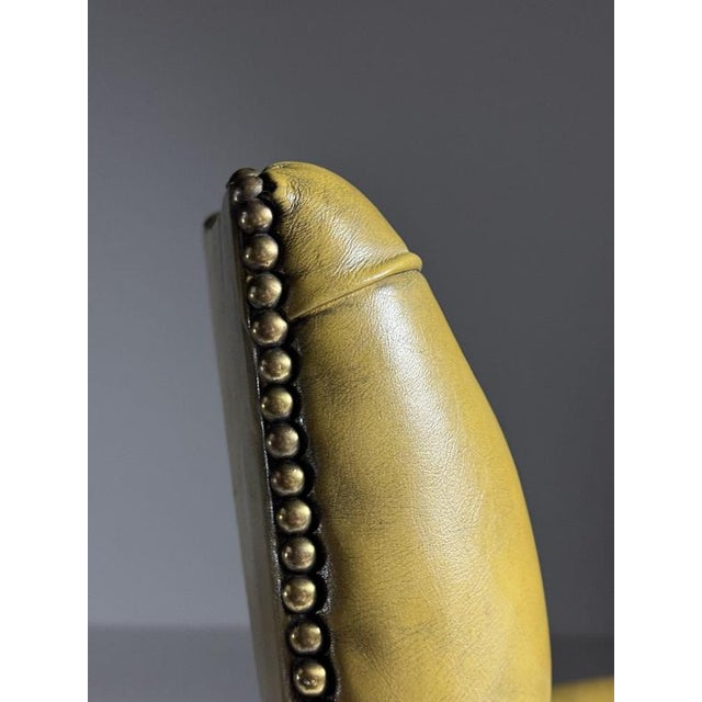 Animal Skin Office Chair in Green Upholstered Leather For Sale - Image 7 of 18