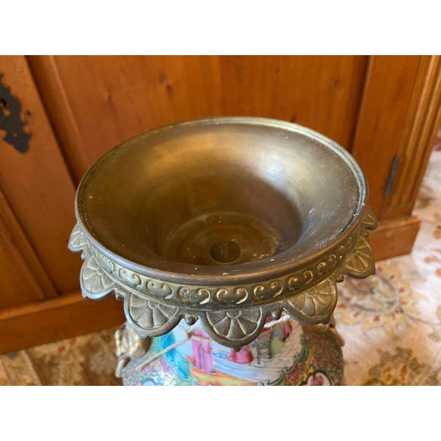 19th Century Chinese Porcelain Rose Medallion Bronze Mounted Vase For Sale - Image 4 of 9