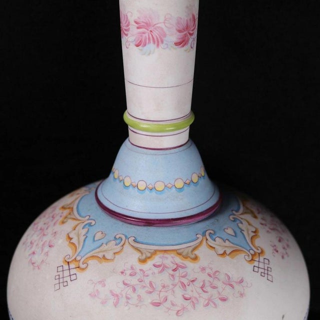Biscuit Porcelain Covered Bottle Vase with Painted Decoration by Jean Gille For Sale - Image 4 of 17